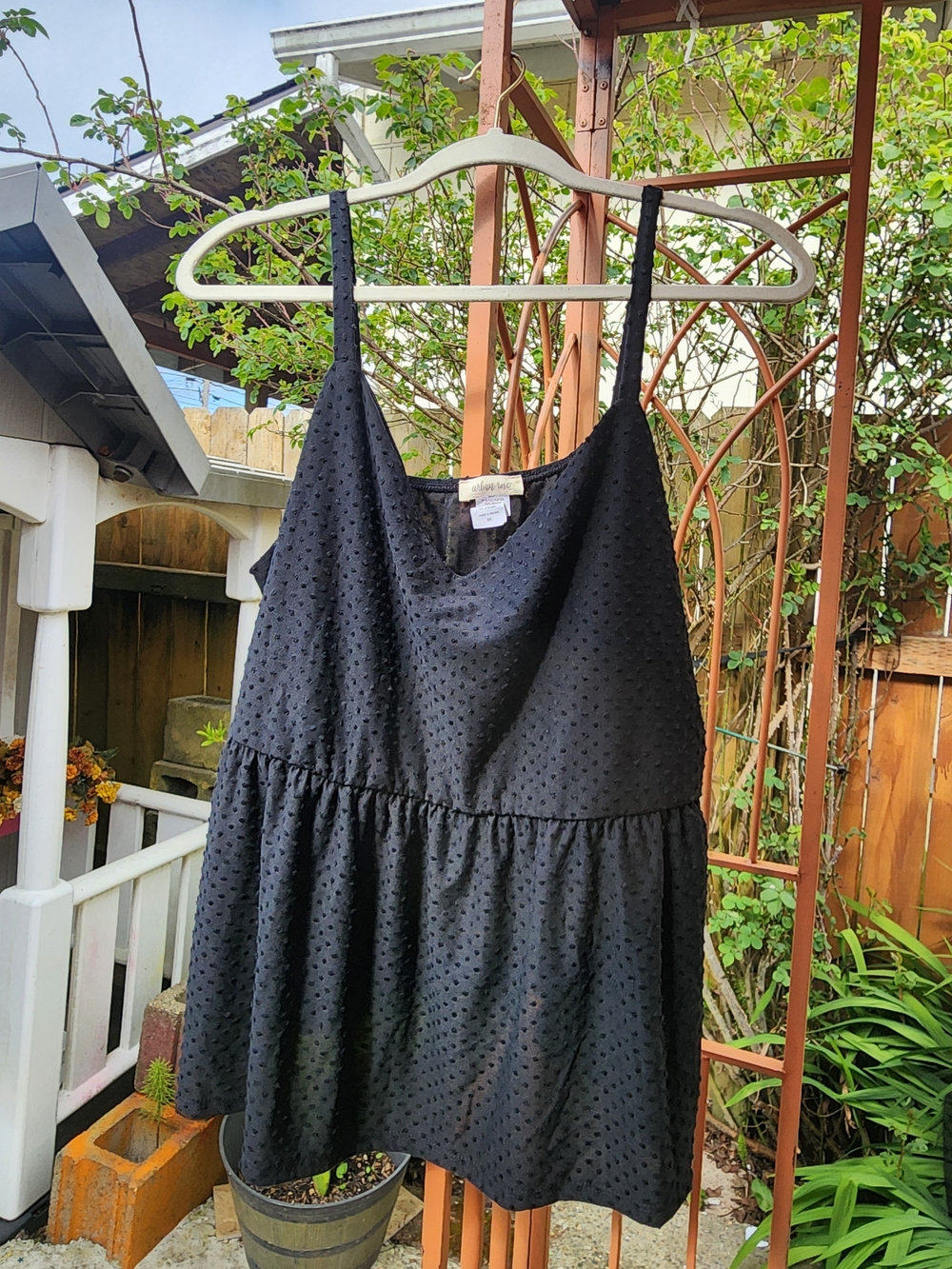 Black Swiss Dot Babydoll Tank